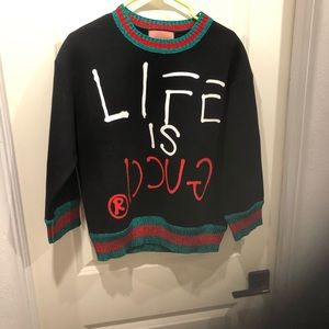 GUCCI GucciGhost life is Gucci neoprene sweater